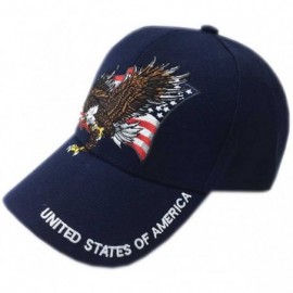 Baseball Caps Patriotic 3 D Embroidered United States of America Design Flag Cap Hat - Navy - CM17YD7SK4O $13.19