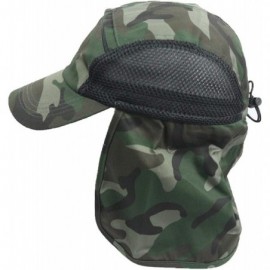 Sun Hats Baseball Cap Ear Flap Pocket Sun Neck Cover Bonnie Visor Camo Hiking Fishing - Woodland Camo - CC18U4GR37C $12.28