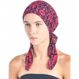 Skullies & Beanies Pre Tied Bandana Turban Chemo Head Scarf Sleep Hair Cover Hat - Fuchsia/Black - CS187I06UEG $12.61