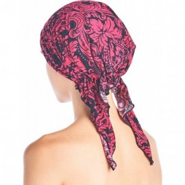 Skullies & Beanies Pre Tied Bandana Turban Chemo Head Scarf Sleep Hair Cover Hat - Fuchsia/Black - CS187I06UEG $12.61