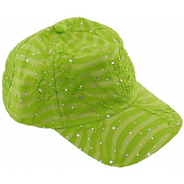 Baseball Caps Glitzy Game Sequin Trim Baseball Cap for Ladies - Lime Green - CO18422C823 $15.37