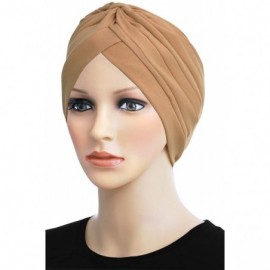 Skullies & Beanies Turban Hat Cap for Women Stylish Cotton Chemo Beanie Hat Caps - Camel - C418IYUUSQN $16.79