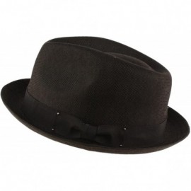 Fedoras Men's Summer Lightweight Linen Derby Fedora Upturn Curl Brim Hat - Black - C512ER21A3X $12.16