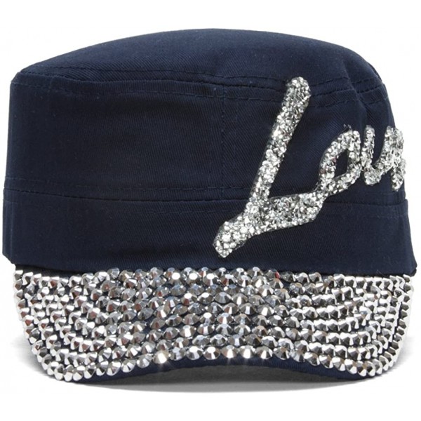 Baseball Caps Womens Love Embellished Cadet Cap - Navy - CI11OWA2F7V $11.61