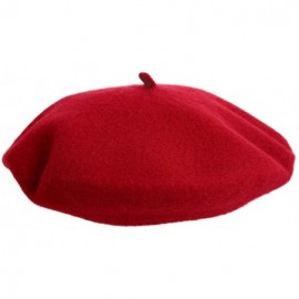 Berets French Wool Berets Hat Classic Fashion Warm Beanie Cap for Girls - Red - C112N74R55V $7.66