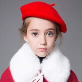 Berets French Wool Berets Hat Classic Fashion Warm Beanie Cap for Girls - Red - C112N74R55V $7.66