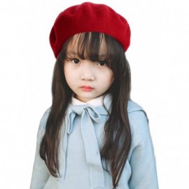 Berets French Wool Berets Hat Classic Fashion Warm Beanie Cap for Girls - Red - C112N74R55V $7.66