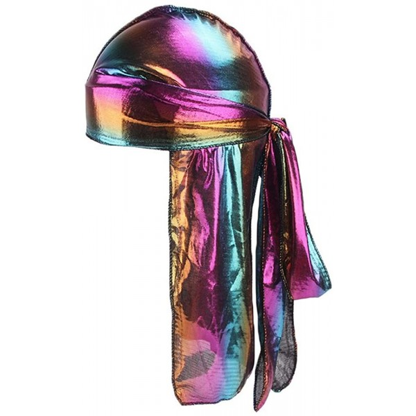 Baseball Caps Silky BandanaHat Girls Women Polyester Hair Wrap Rainbow Color Sunlucky AW2019 - D - CD18YMNW9NU $6.71