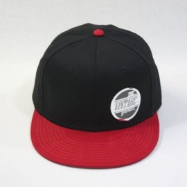 Baseball Caps Premium Plain Cotton Twill Adjustable Flat Bill Snapback Hats Baseball Caps - Red/Black - CT1229FK1TF $15.93