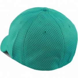 Baseball Caps Men's Curved Brim Stretch Fit Mesh 6 Panel Fitted Baseball Cap - Turquoise - C118I8SZ9WA $8.79