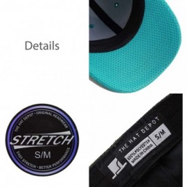 Baseball Caps Men's Curved Brim Stretch Fit Mesh 6 Panel Fitted Baseball Cap - Turquoise - C118I8SZ9WA $8.79