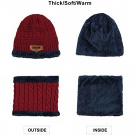 Skullies & Beanies Womens Mens Winter Hat Warm Thick Beanie Cap Scarf for Winter Knit Ski Beanies - Red - CY186O9THDD $13.54