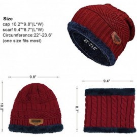 Skullies & Beanies Womens Mens Winter Hat Warm Thick Beanie Cap Scarf for Winter Knit Ski Beanies - Red - CY186O9THDD $13.54