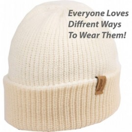 Skullies & Beanies Basic Reversible Slouch Beanie Oversized Ribbed Knit Winter Hats bn2752 - White - C1187GKGZIG $13.20