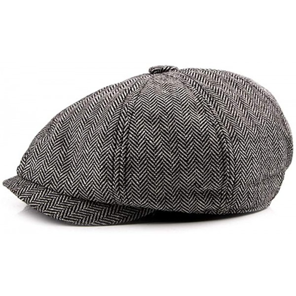 Mens Flat Cap Beret Herringbone Newsboy Bakerboy Hat Gatsby Peaky ...