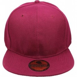 Baseball Caps Plain Blank Flat Brim Adjustable Snapback Baseball Caps Wholesale LOT 12 Pack - Wine - CS189SWA24L $25.49