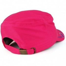 Baseball Caps Women's Floral Printed Jeweled Cross Stone Flat Top Style Flat Top Army Cap - Hot Pink - C1185NINT4C $14.13