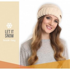 Skullies & Beanies Slouchy Cable Knit Beanie for Women - Warm & Cute Winter Knitted Caps for Cold Weather - Beige - C71854KI3...