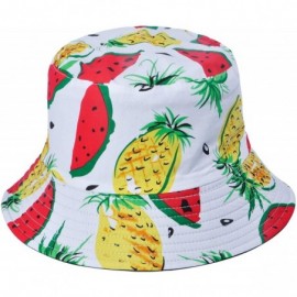 Bucket Hats Unisex Cute Print Bucket Hat Summer Fisherman Cap - Whitewatermelon - CT18ZH58S8M $10.60