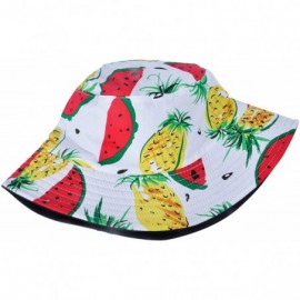 Bucket Hats Unisex Cute Print Bucket Hat Summer Fisherman Cap - Whitewatermelon - CT18ZH58S8M $10.60