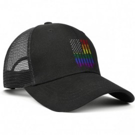 Baseball Caps American Rainbow Flag Gay Pride Hat Adjustable Unisex Mesh Baseball Cap Cool Hat - Black - C418ALHZWOO $15.16