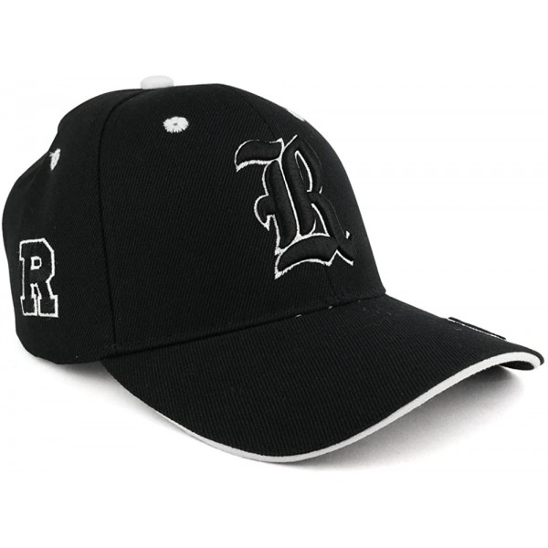 Baseball Caps Gothic Alphabet Letters 3D Monogram Embroidered Structured Baseball Cap - R - CI185S5MDTI $16.82