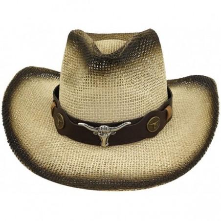 Hats Foldable Western Cowboy Leather - Beige - CD18WDGNHD6