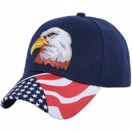 Baseball Caps Embroidered American Flag & Eagle Baseball Cap Embroidery Stitches - Navy Blue - CQ18NQCD7D2 $9.61