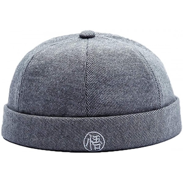 Skullies & Beanies Retro Rolled Cuff Skull Caps Brimless Beanie Hats for Men/Women - D-light Grey - CM12ICBLRIT $25.66