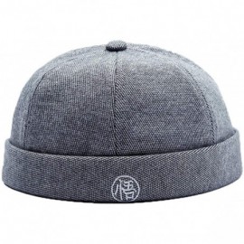 Skullies & Beanies Retro Rolled Cuff Skull Caps Brimless Beanie Hats for Men/Women - D-light Grey - CM12ICBLRIT $25.66