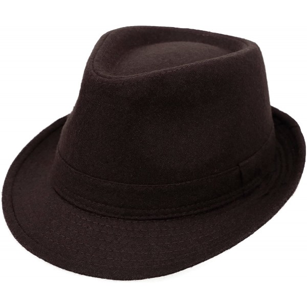 Fedoras Mens/Women Classic Structured Fedora Panama Style Short Brim Fedora - 3435_brown - CU18EWN0DG7 $17.05