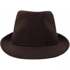 Fedoras Mens/Women Classic Structured Fedora Panama Style Short Brim Fedora - 3435_brown - CU18EWN0DG7 $17.05