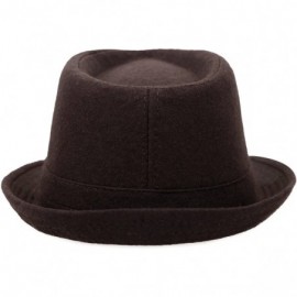 Fedoras Mens/Women Classic Structured Fedora Panama Style Short Brim Fedora - 3435_brown - CU18EWN0DG7 $17.05