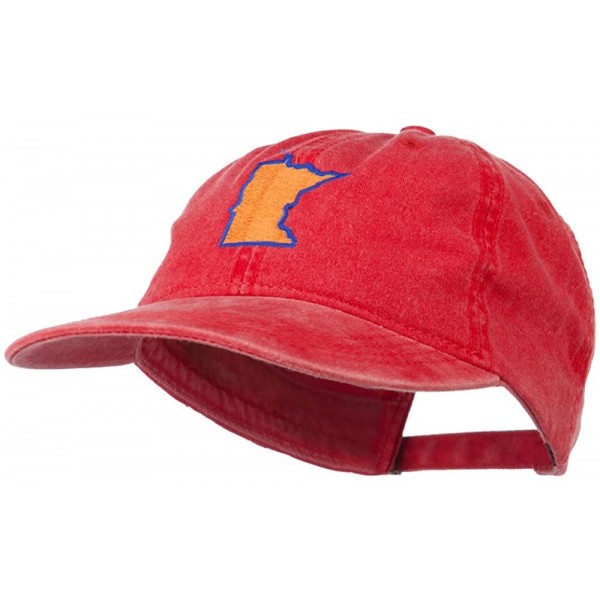 Baseball Caps Minnesota State Map Embroidered Washed Cotton Cap - Red - CV11ND5K92F $24.87