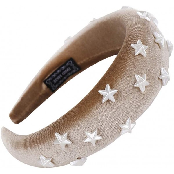 Headbands Women Hairband Cute Sponge Velvet Star Headband Hair Accessories Hair Head Hoop - Khaki - C918U65E8AK $7.53