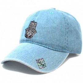 Baseball Caps Hamsa Dad Hat Cotton Baseball Cap Polo Style Low Profile - Light Denim - CO18ONQRY5Y $11.58