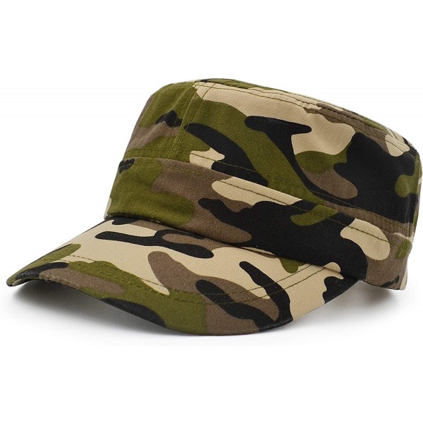 Baseball Caps Flat Top Baseball Cap- Men Women Cotton Baseball Twill Army Millitary Hat Cap - Brown - CF18CI27AWM $8.44