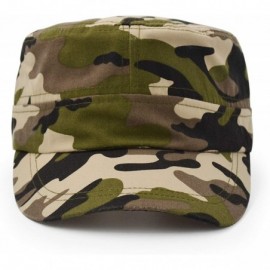 Baseball Caps Flat Top Baseball Cap- Men Women Cotton Baseball Twill Army Millitary Hat Cap - Brown - CF18CI27AWM $8.44