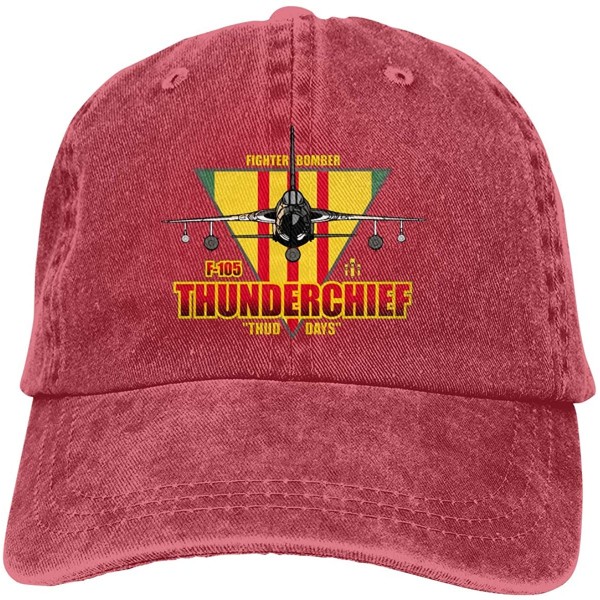 Baseball Caps F-105 Thunderchief - Air Force Fighter Bomber Adjustable Baseball Cap- Adult - Red - CC18XWSLXCG $30.56