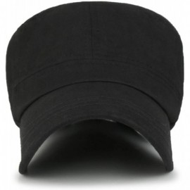 Baseball Caps Military Vintage Biker Cotton Cadet Cap Stretch Flex Back - Black - CI18YEKNZ3T $20.46