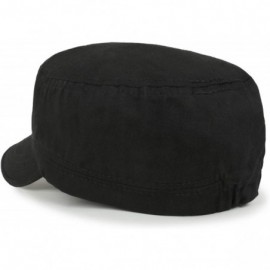 Baseball Caps Military Vintage Biker Cotton Cadet Cap Stretch Flex Back - Black - CI18YEKNZ3T $20.46