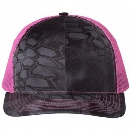 Baseball Caps Richardson Unisex 112 Trucker Adjustable Snapback Baseball Cap - Kryptek Typhon/ Neon Pink - C118HE8QALS $10.84