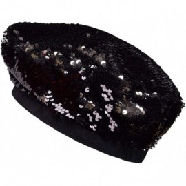 Skullies & Beanies Womens Sequin Beret Cap Shining Beanie Fashion Retro Casual Hat - Black - CN18KD0TIA9 $11.76