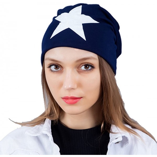 Skullies & Beanies Women's Winter Cotton Beanie Cap Thin Hip-hop Star Hat - Blue - CR1279BP1VR $9.31