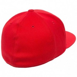 Baseball Caps Premium 210 Flexfit Fitted Flatbill Hat with NoSweat Hat Liner - Red - CT18O952SL9 $16.17