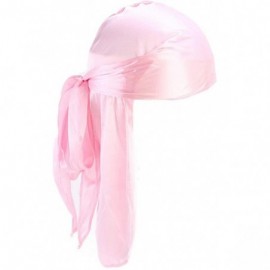 Skullies & Beanies Hip-hop Tone Men Silky Durag Cap Headwrap Long Tail 360 Waves Du-rag Hat - Pink - CR18LUWLXX5 $8.73