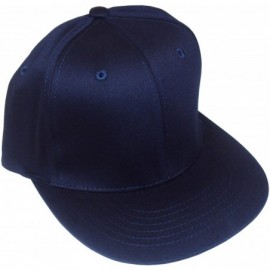 Baseball Caps Flat Bill Cap - 100% Polyester 6 Panel - 2 Sizes/Choice of Black- Navy- White Fitted Flat Brim Baseball Hat. - ...