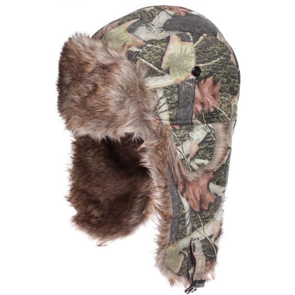 Trooper Ear Flap Cap w/Faux Fur Lining Hat - Hunting Camp Camo ...