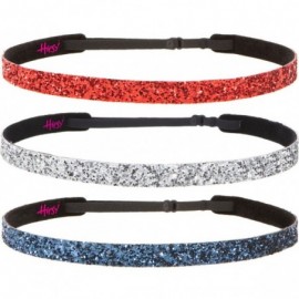 Headbands Women's Adjustable NO SLIP Bling Glitter Headband Mixed Pack (Red/Silver/Navy) - Skinny Red/Silver/Navy 3pk - CW11O...