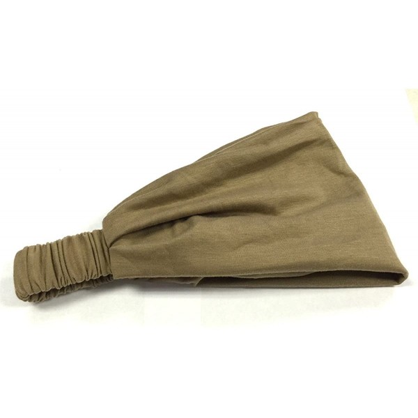 Headbands Women Solid Wide Elastic headband - Tan - CU187I9AA2T $8.51